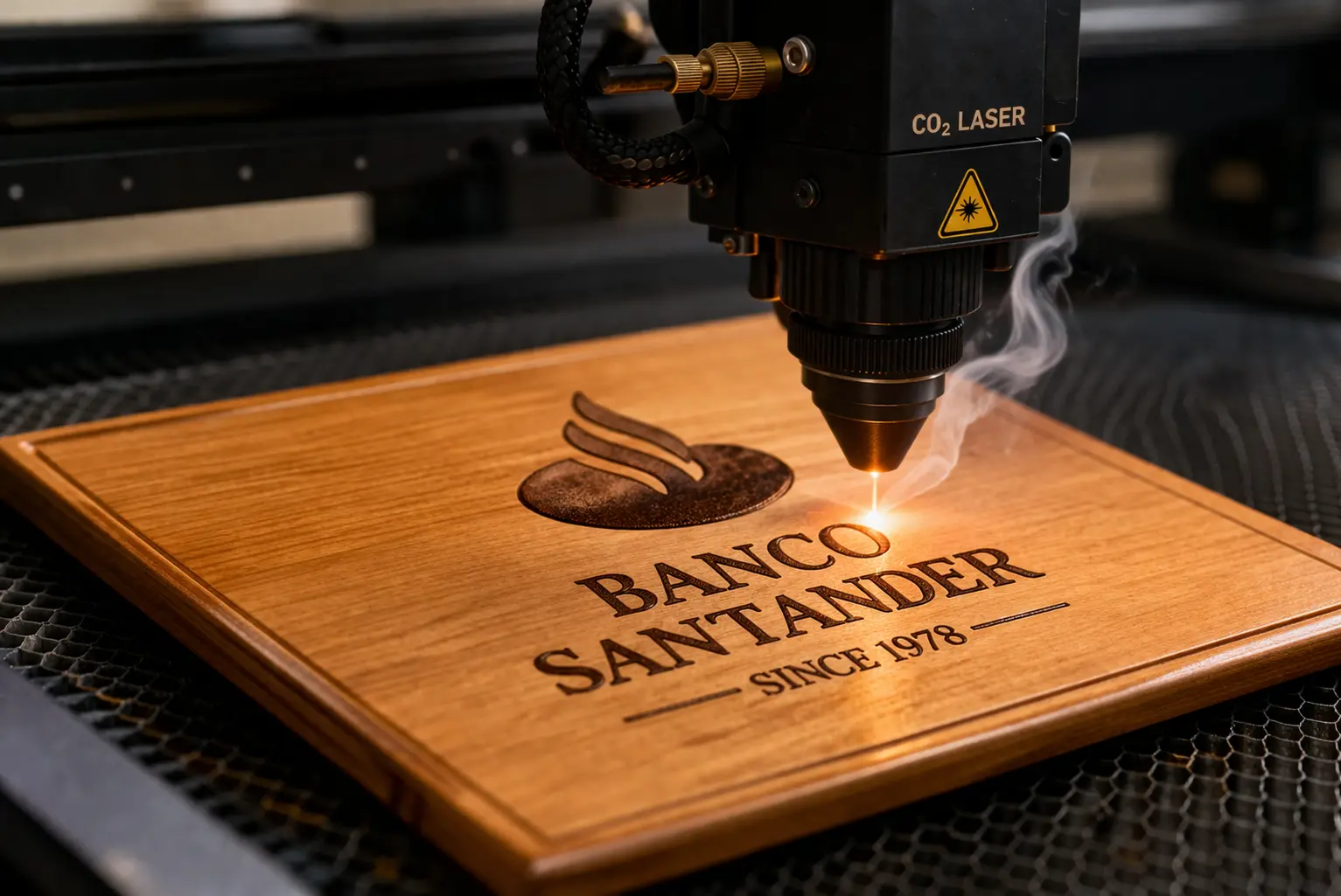 Galvano de madera grabado a láser